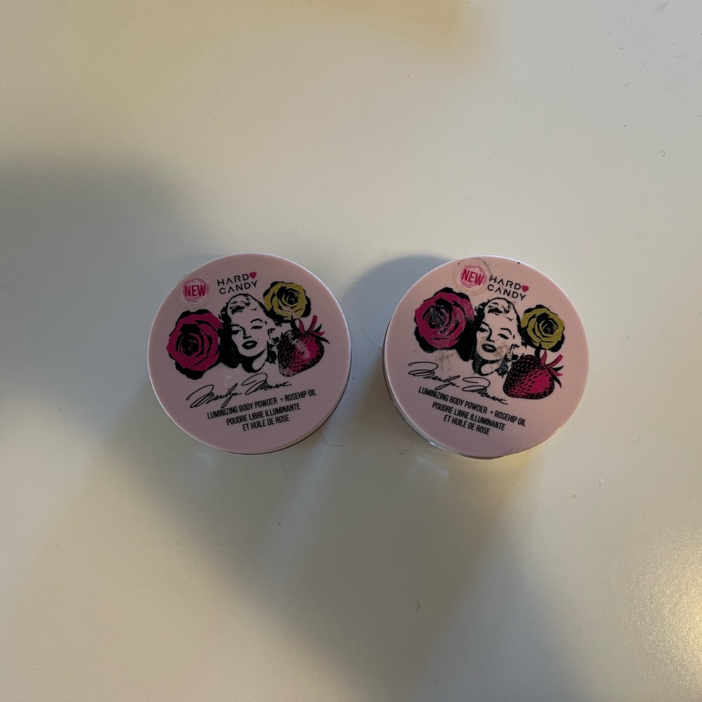 2 Pack HARD CANDY BODY POWDER + ROSEHIP OIL #1827 SPARKLING STRAWBERRY
